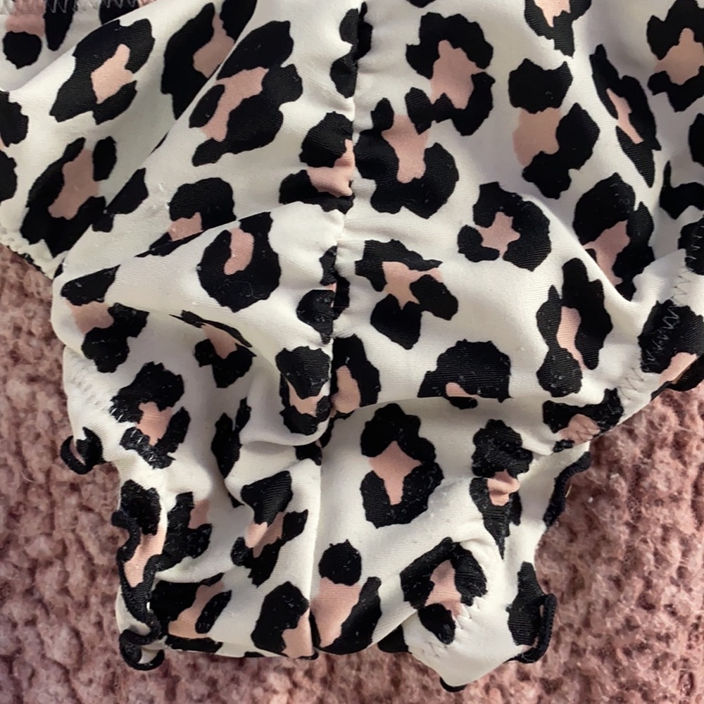 Leopard Ruched Ruffle Bikini Bottoms - Picture 3 of 5